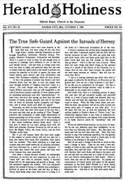 Front page of Herald of Holiness - October 7, 1925