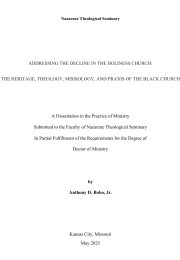 Addressing the Decline of the Holiness Church: The Heritage, Theology, Missiology, and Praxis of the Black Church