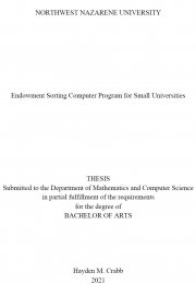 Endowment Sorting Computer Program for Small Universities