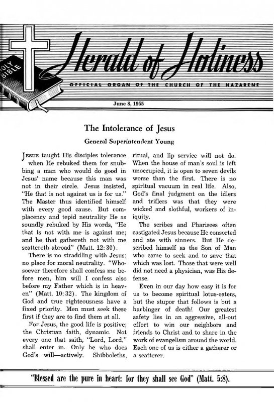 Title Page of Herald of Holiness - June 8, 1955.