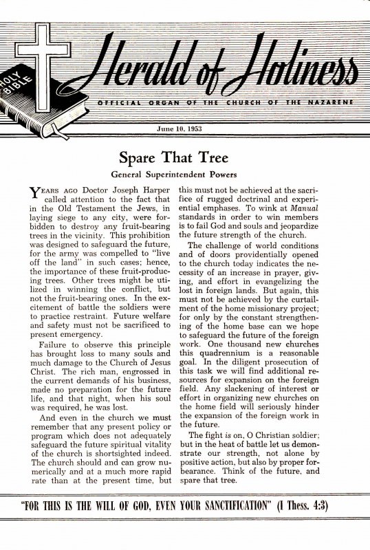 Title Page of Herald of Holiness - June 10, 1953