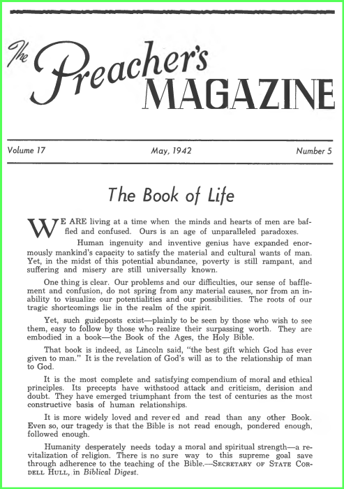 The cover of "The Preacher's Magazine"