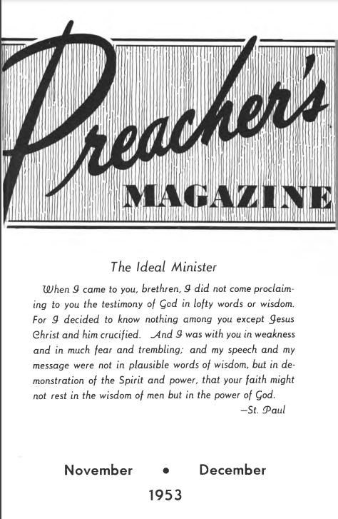 Title Page of Preacher's Magazine Nov/Dec 1953