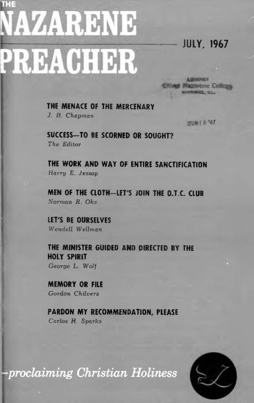 Title Page of Nazarene Preacher