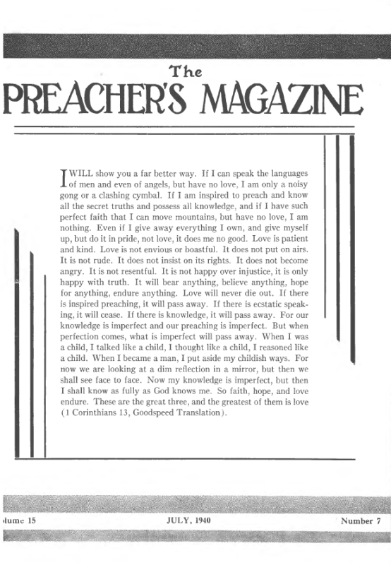 Title Page of Preacher's Magazine