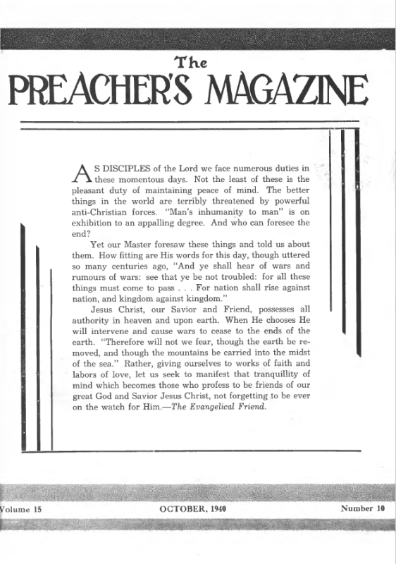Title Page of Preacher's Magazine