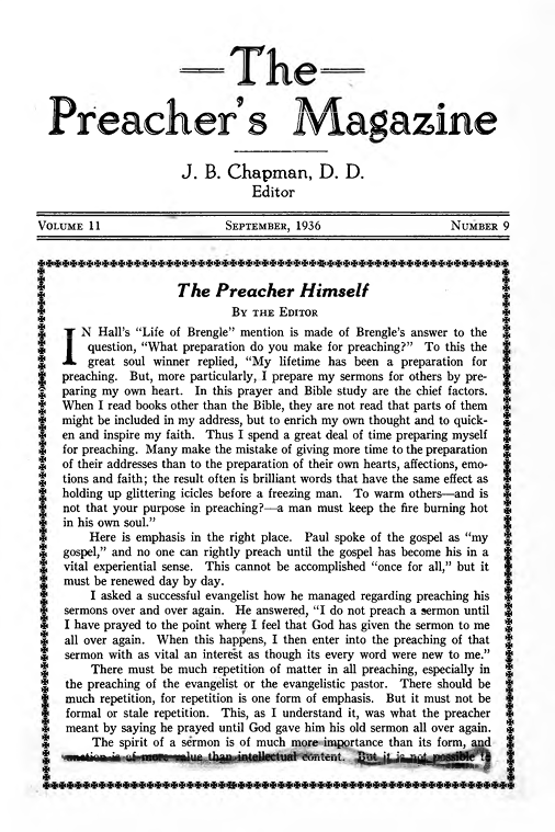 Title Page of Preacher's Magazine