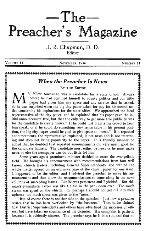 Title Page of Preacher's Magazine