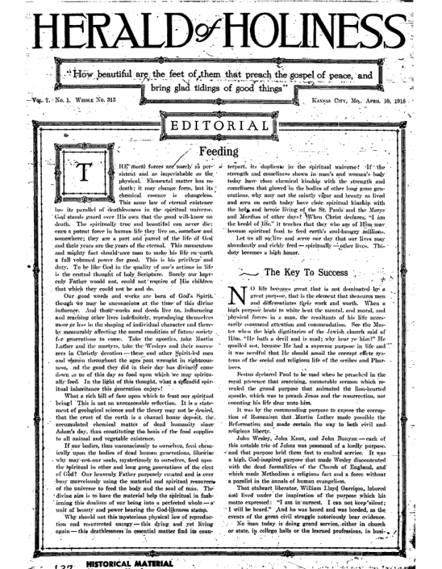 Title Page of Herald of Holiness - April 10, 1918