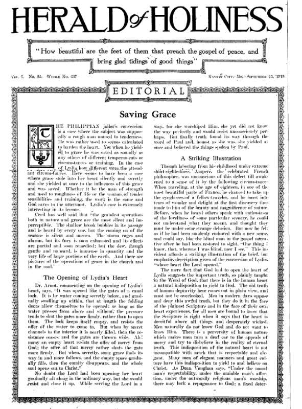 Title Page of Herald of Holiness – September 25, 1918