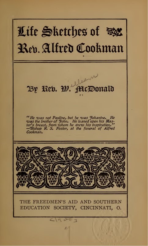 Image of Title Page - Life Sketches of Rev, Alfred Cookman