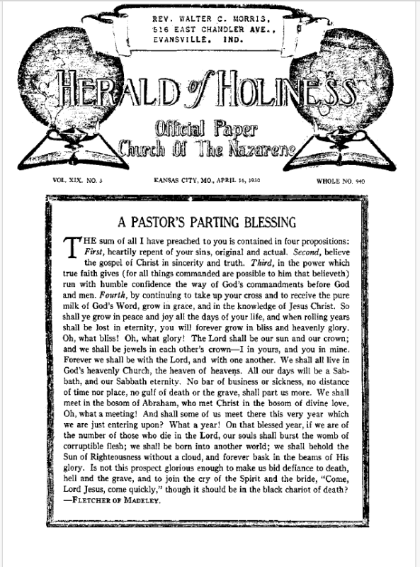 Front page of Herald of Holiness - April 16, 1930