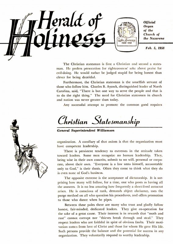 Herald of Holiness - February 5, 1958