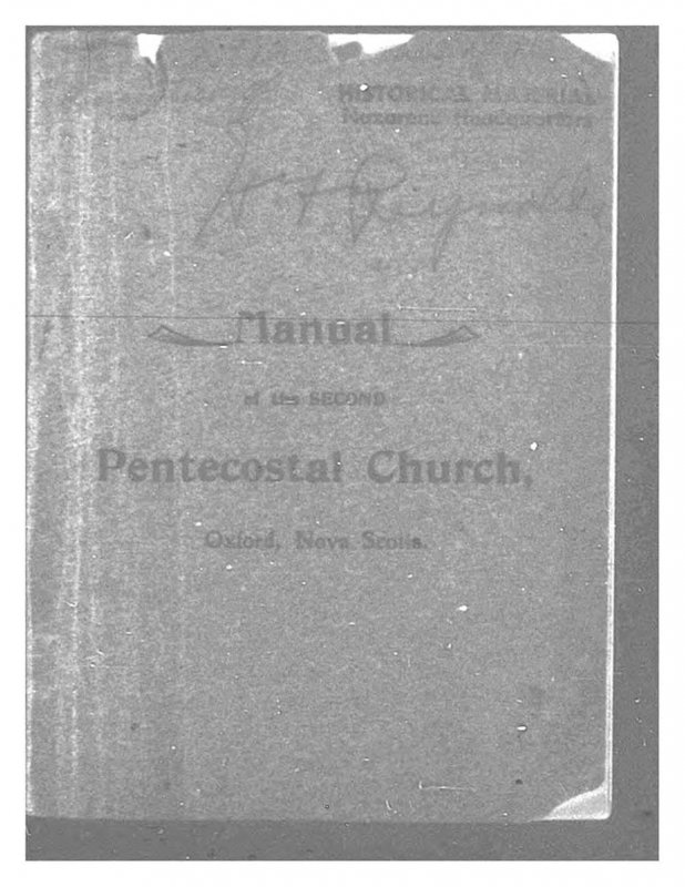 Manual of the Second Pentecostal Church, Oxford, Nova Scotia. 1900