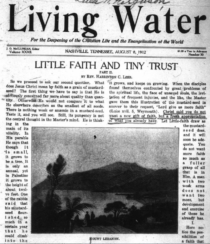 Living Water, Aug. 8, 1912