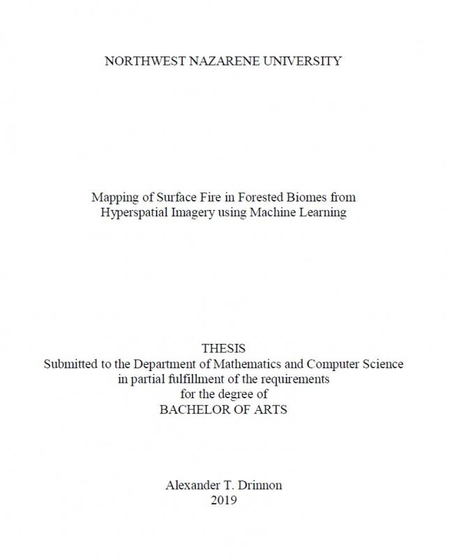 Mapping of Surface Fire in Forested Biomes from Hyperspatial Imagery using Machine Learning
