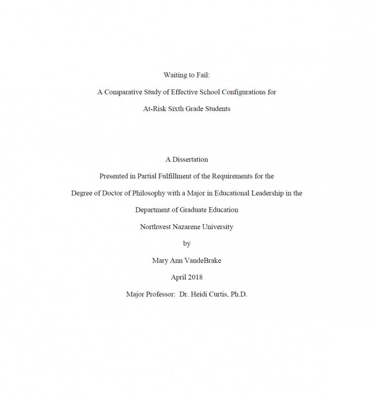 Waiting to fail: a comparative study of effective school configurations for at-risk sixth grade students