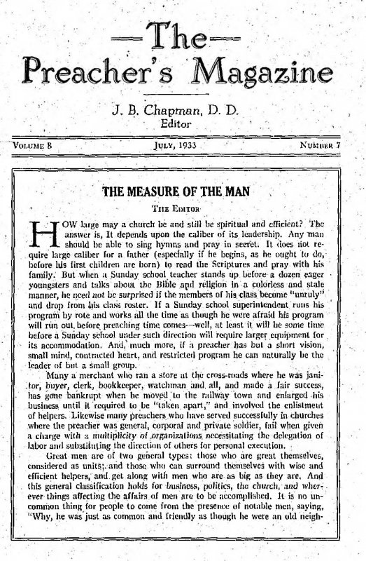 Preacher's Magazine July 1933